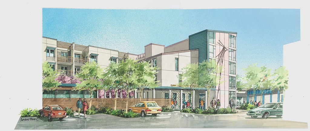 Rendering of Mercy Senior Housing in San Lorenzo. Photo links to photo album that open in a new window.
