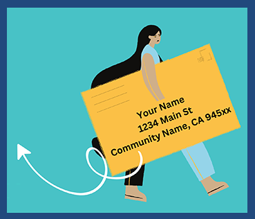illustration of woman holding large addressed envelope